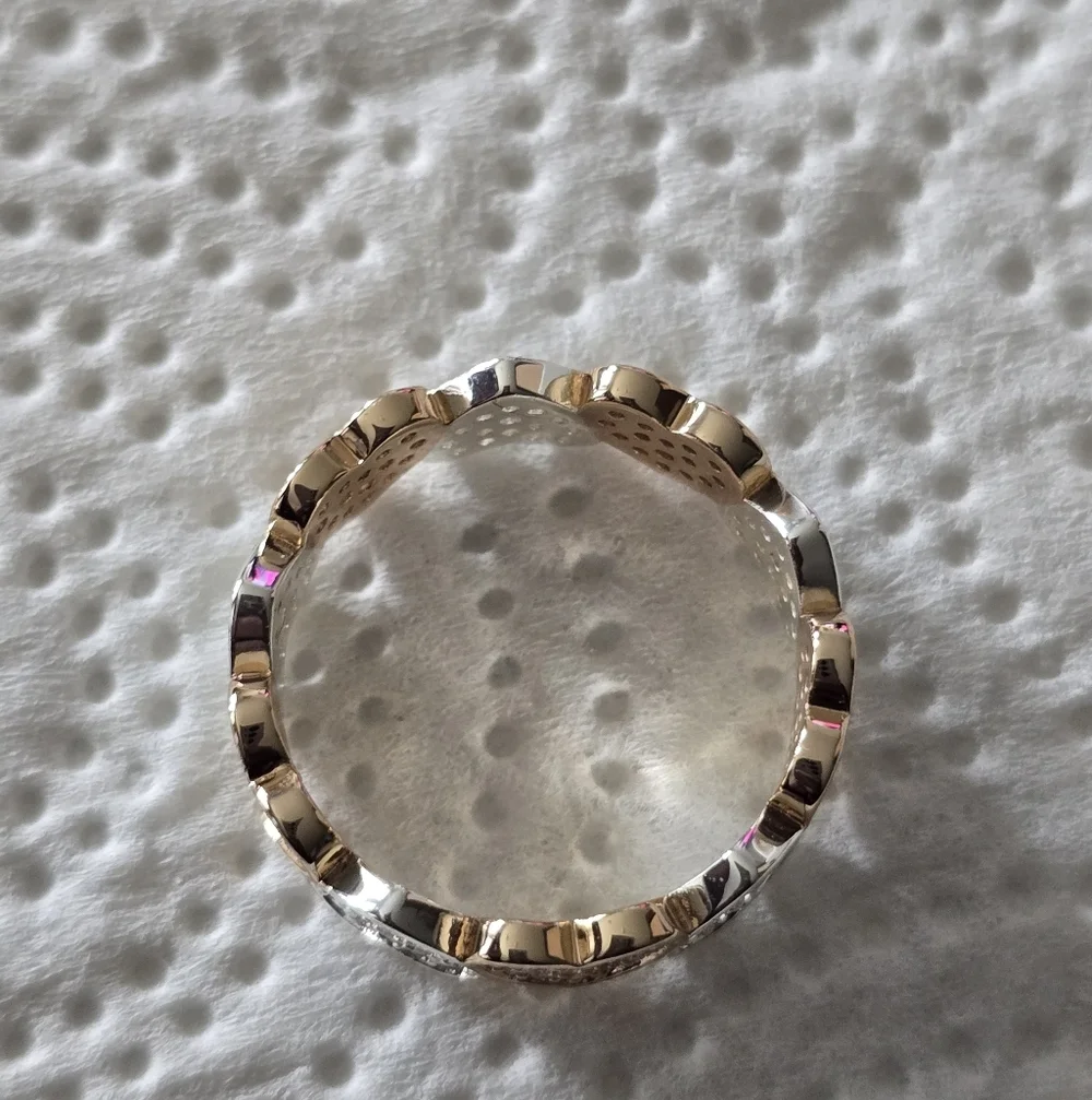 And Now This Women Heart-Shaped Gold Silver Ring Sz 8 18k Gold Over Brass New